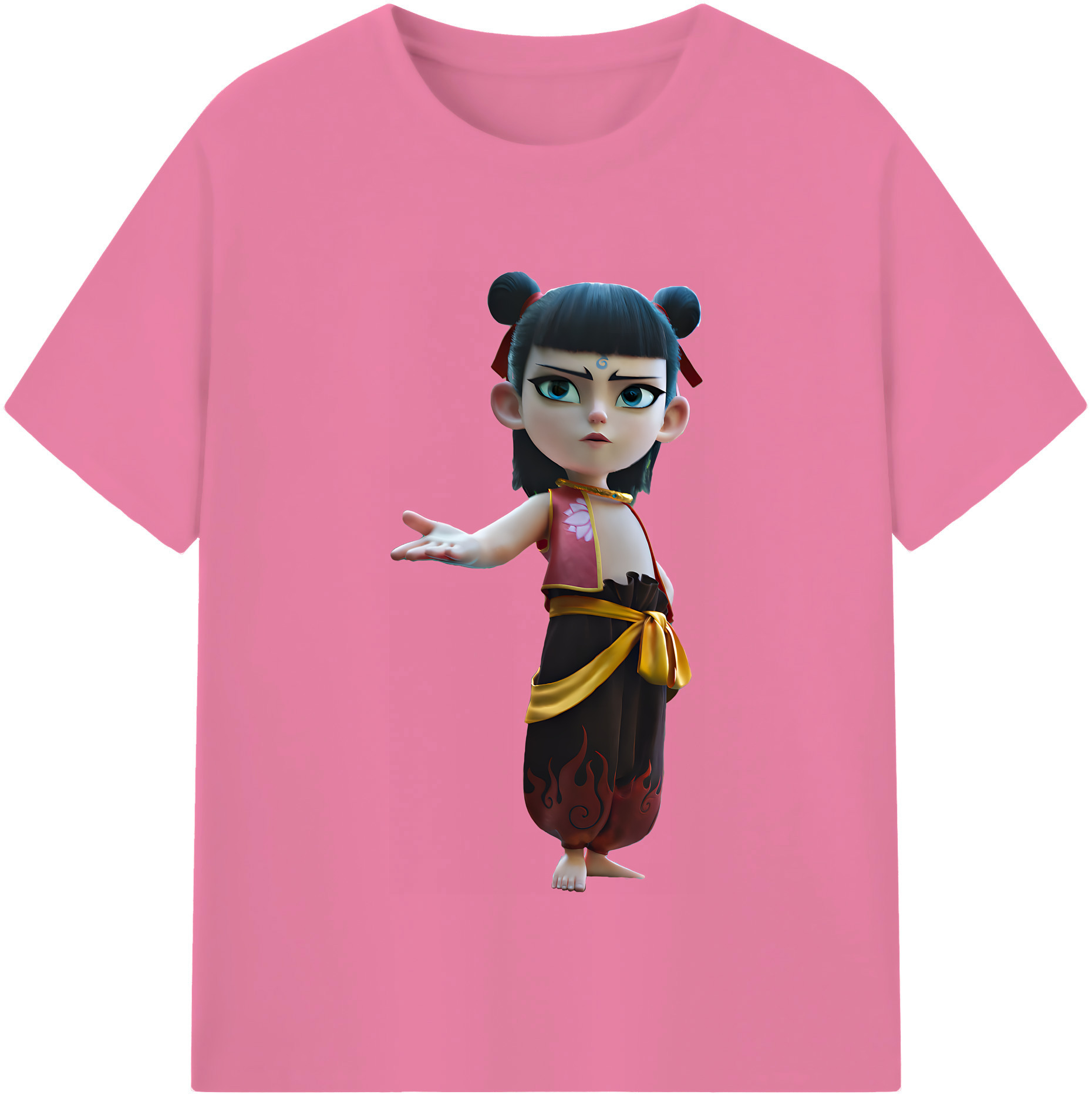 （画像用） Ne Zha 2 ナタ 魔童の大暴れ 綿100％半袖Tシャツ（フロントプリント）